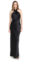Veronica Beard Alberta Silk Halter Maxi Dress In Black