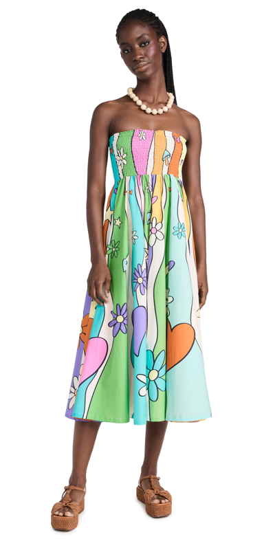 Mira Mikati Graphic-print Strapless Midi Dress In Multicolour