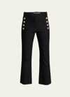 Derek Lam 10 Crosby Robertson Cropped Flare Trousers With Sailor Buttons In Navy
