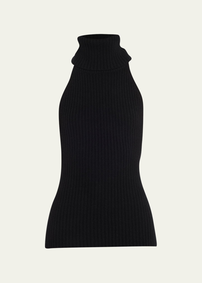 Cara Cara Samson Wool-cashmere Rib-knit Turtleneck Top In Black
