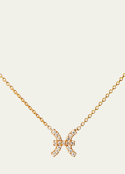 Engelbert 18k Yellow Gold Petit Sign Pisces Necklace With Diamonds