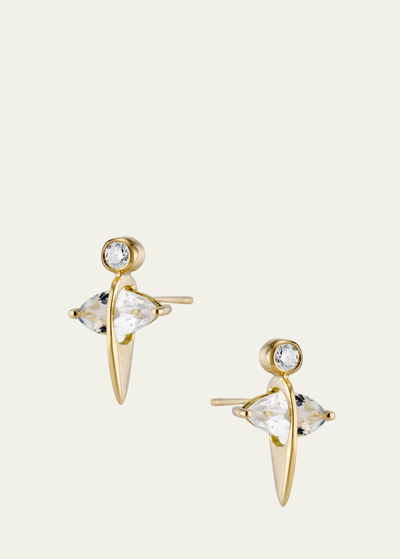 Katey Walker 18k Yellow Gold Pierced Pear Marquise Stud Earrings In Yg