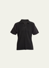 ISSEY MIYAKE MEN'S PLEATED POLYESTER BASIC POLO SHIRT