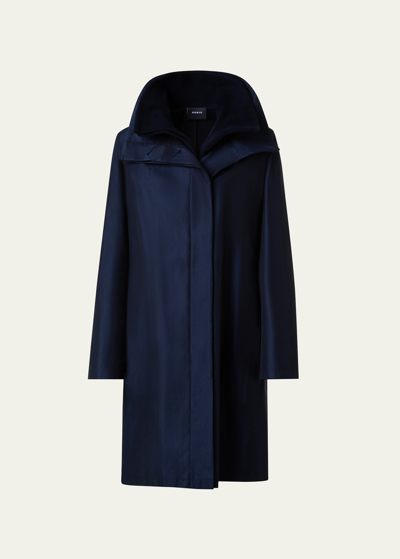 Akris Storm System Double-breasted Coat In Navy