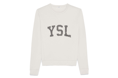 Pre-owned Saint Laurent Ysl Vintage Sweatshirt Dirty Ecru