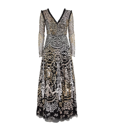Needle & Thread Embellished Chandelier Gloss Gown In Black