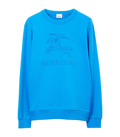 Burberry Ekd Cotton Sweatshirt In Cerulean Blue