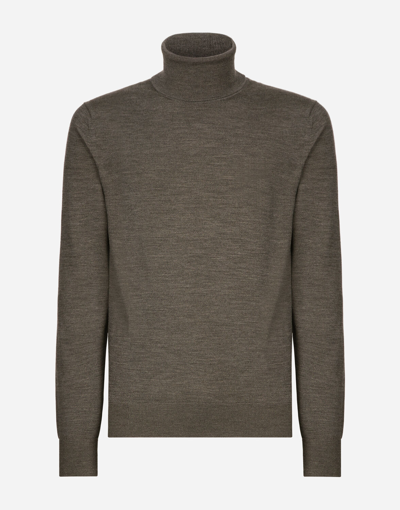 Dolce & Gabbana Extra-fine Cashmere Turtleneck Sweater In Grey