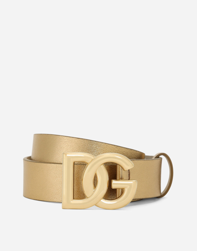 Dolce & Gabbana Kids' Dg Logo Belt In Gold