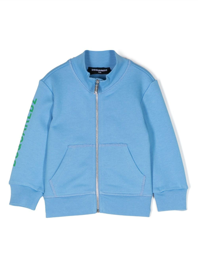 Dsquared2 Babies' Logo-print Zip-up Sweatshirt In Blue