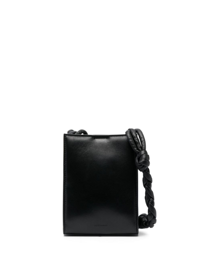 Jil Sander Small Tangle Leather Shoulder Bag In Black