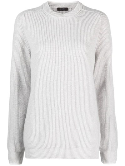 Peserico Ribbed-knit Long-sleeve Sweatshirt In Gray