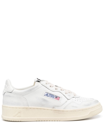 Autry Leather Sneakers With Micro-perforations And Cushioned Collar In Multi