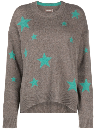 Zadig & Voltaire Markus Star-print Cashmere Jumper In Taupe Fonc