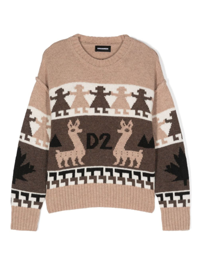 Dsquared2 Kids' Maglia Long-sleeve Top In Neutrals