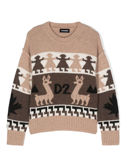 Dsquared2 Kids' Maglia Long-sleeve Top In Marrone