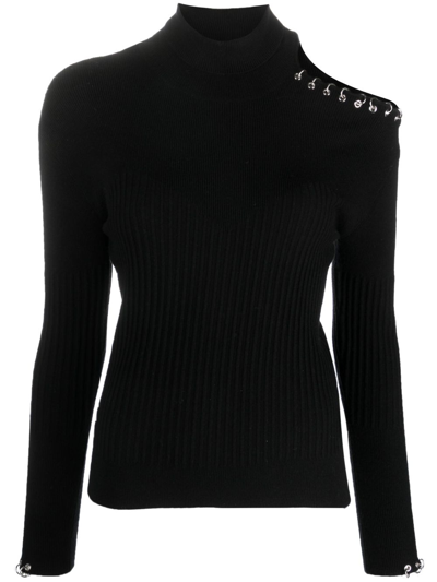 Patrizia Pepe Piercing-detail Cut-out Jumper In Black