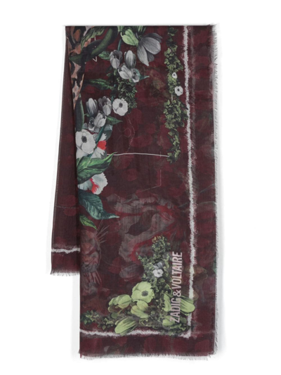 Zadig & Voltaire Kerry Wild Floral-print Scarf In Purple