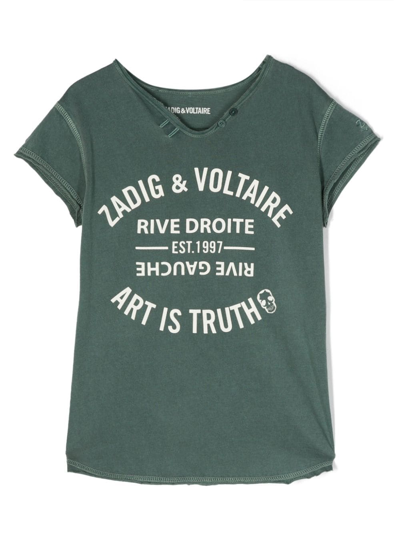 Zadig & Voltaire Kids' Graphic-print Cotton T-shirt In Green