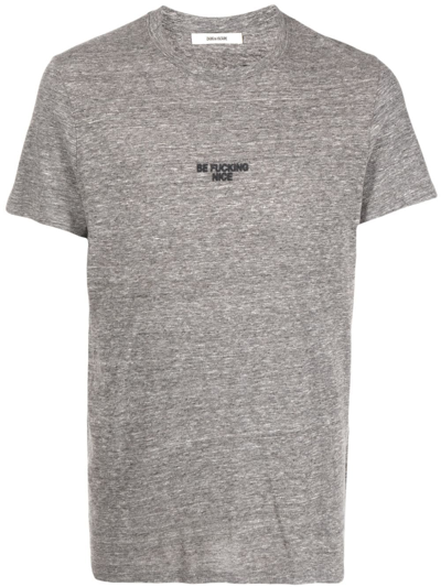Zadig & Voltaire Slogan-print T-shirt In Grey