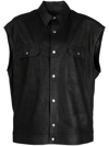 RICK OWENS LEATHER CLASSIC-COLLAR GILET