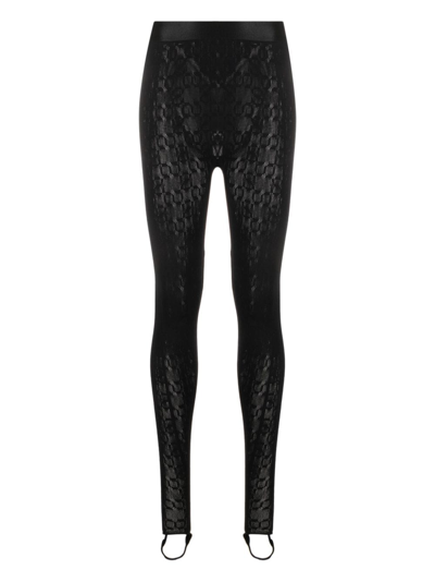 Wolford X Simkhai Monogram-pattern Leggings In Black