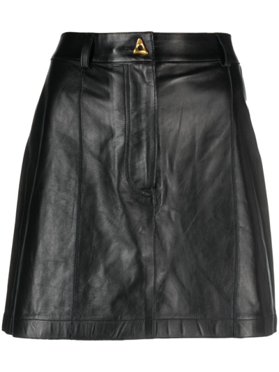 Aeron Rudens Leather Miniskirt In Black
