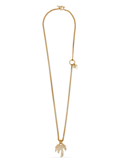 Palm Angels Palm Strass Necklace In Gold