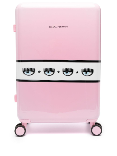 Chiara Ferragni Eyelike-motif Rolling Luggagae In Pink