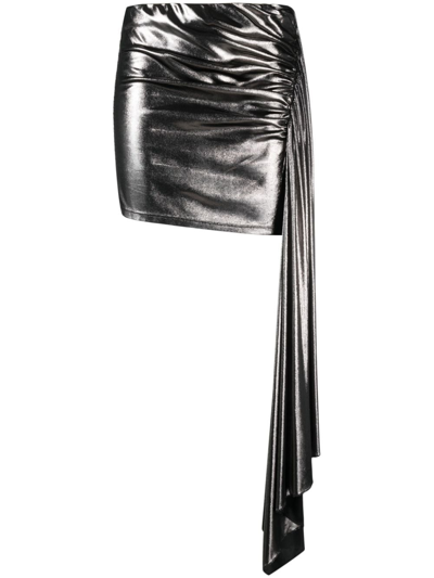 Blumarine Draped Lamé-effect Miniskirt In Gold