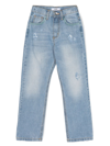 Msgm Distressed-effect Straight-leg Jeans In Blue