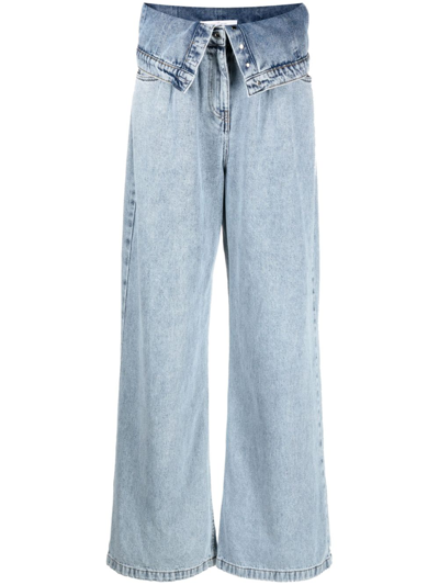 Rokh Layered Wide-leg Jeans In Blue