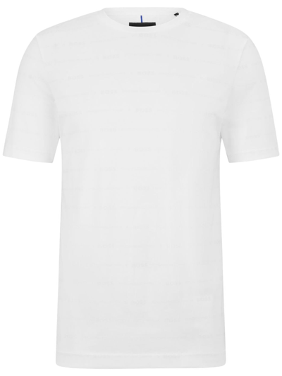Hugo Boss Slim-fit Short-sleeved T-shirt In Mercerized Cotton In White