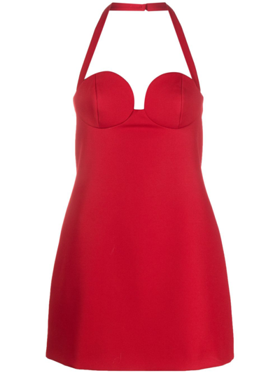 Magda Butrym Cup-detailed Wool-silk Mini Dress In Red