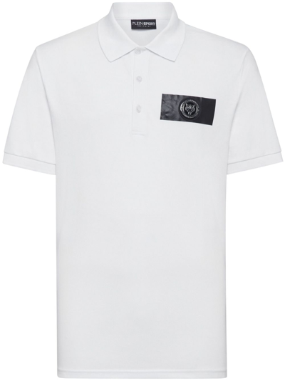 Plein Sport Logo-print Cotton Polo Shirt In White