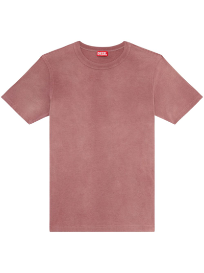 Diesel Logo-print Crew-neck T-shirt In Pink