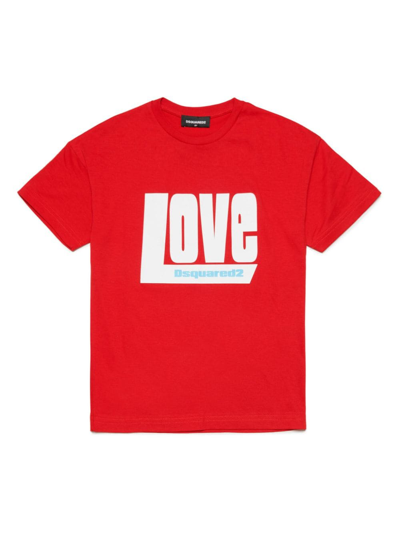 Dsquared2 Kids' Graphic-print Cotton T-shirt In Red