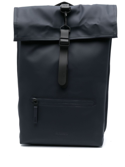 Rains Rolltop Rucksack Logo-debossed Backpack In Blau