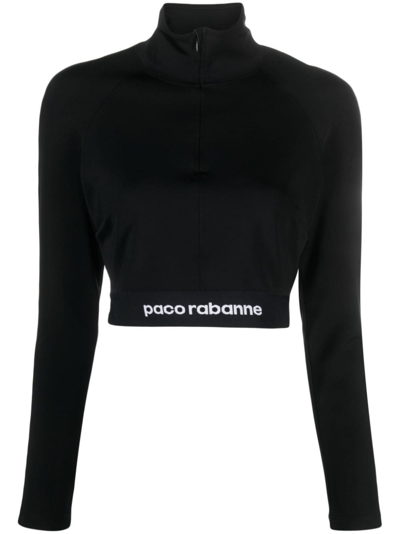 Rabanne Logo-underband Cropped Sweatshirt In Black