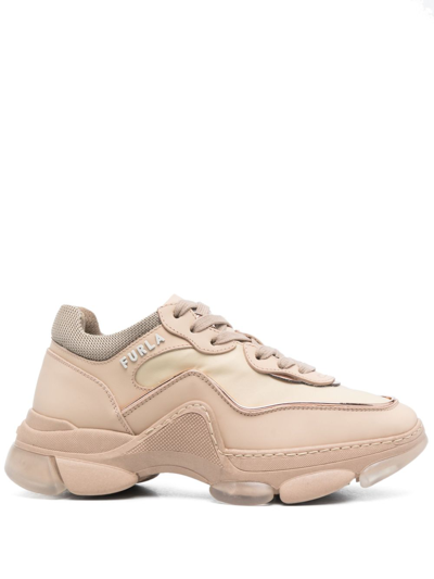 Furla Wonder Lace-up Sneakers In Neutrals