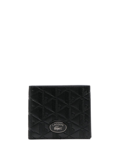 Lacoste Logo-plaque Leather Wallet In Black