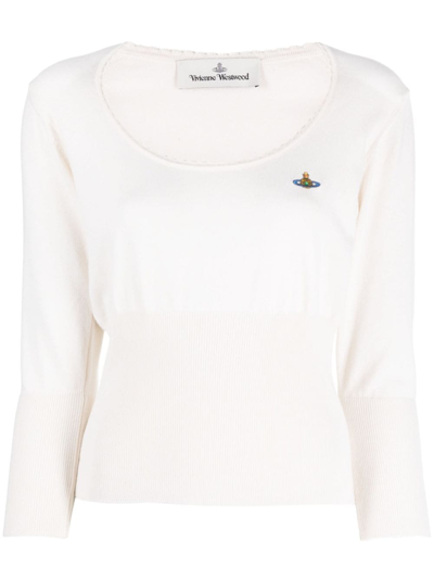Vivienne Westwood Orb-embroidered Knitted Jumper In White