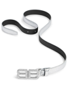 Balenciaga Bb Hourglass Logo Buckle Leather Belt In Silver