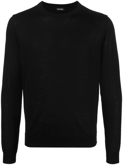 Cenere Gb Fine-knit Merino Wool Jumper In Black