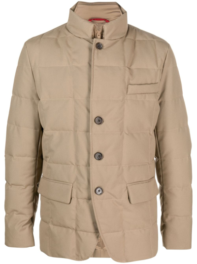 Fay High-neck Quilted Padded Jacket In Neutrals