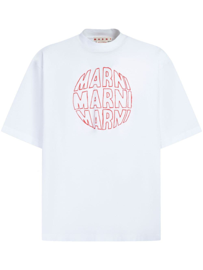 Marni Logo-print Cotton T-shirt In Multi-colored