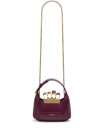 Alexander Mcqueen The Jewelled Leather Mini Bag In Red