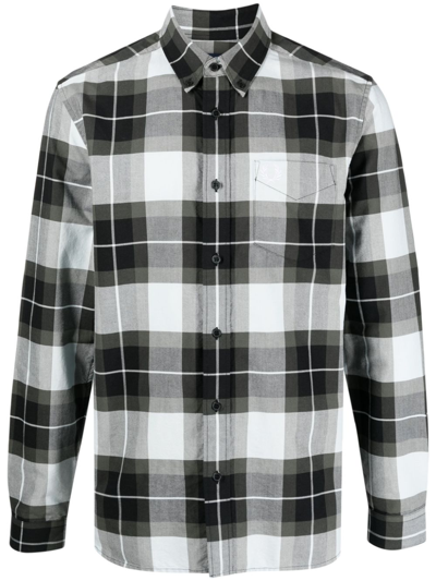 Fred Perry Laurel Wreath-embroidered Checkered Shirt In Black