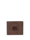 Etro Wallet In Coated Cotton With Embroidered Logo In Red