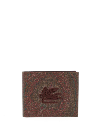 Etro Pegaso Paisley-pattern Wallet In Brown